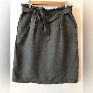 Ellen Tracy 100% linen mini skirt M pockets elastic tie waist
